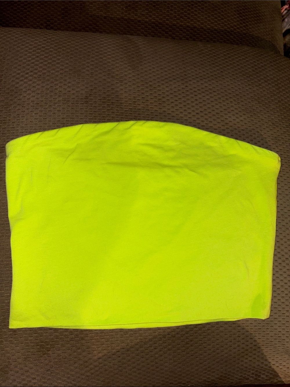 Active Basic Neon Lime Strapless Tube Top